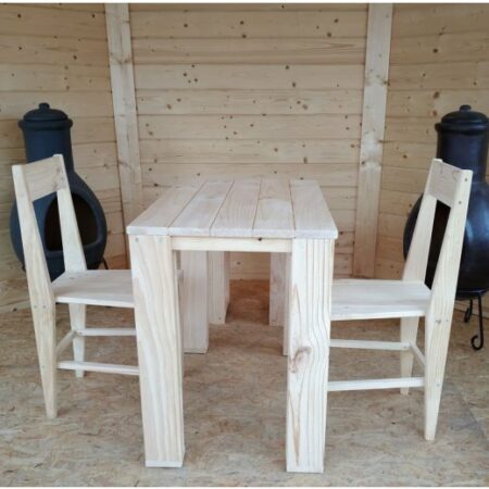 Table et 2 chaises pin massif